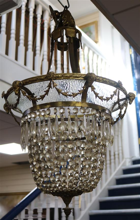 A Regency style bag chandelier height 77cm